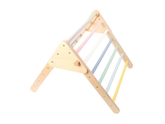 Slika Drveni Piklerov trokut s Montessori pločom set - pastel