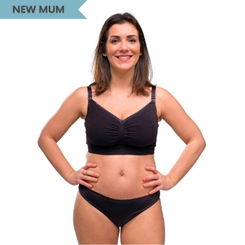 Slika Grudnjak za trudnice i dojilje od organskog pamuka bez šavova - crni, L Carriwell 