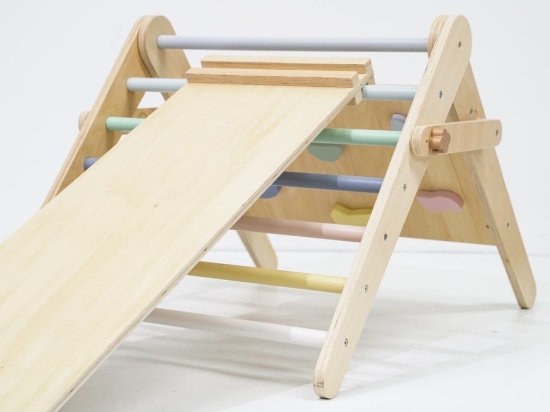 Slika Rastući montessori Piklerov trokut 3u1 s activity board pločom 2u1 - pastel