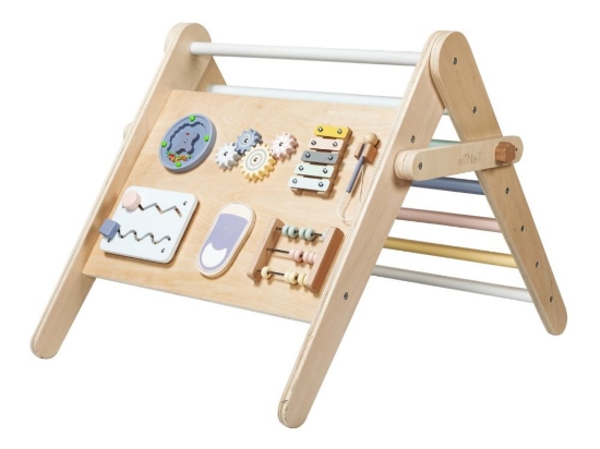 Slika Rastući montessori Piklerov trokut 3u1 s activity board pločom 2u1 - pastel