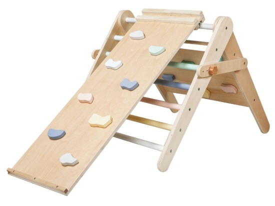 Slika Rastući montessori Piklerov trokut 3u1 s activity board pločom 2u1 - pastel