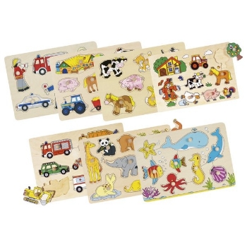 Slika Drvene Puzzle Slagalica - 7 različitih vrsta (1 kom) Goki 