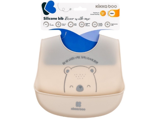 Slika Silikonski Podbradak Bear With Me - Siva Kikka Boo 