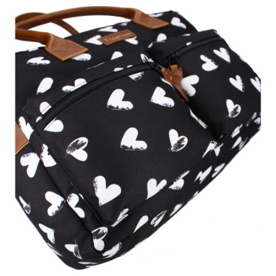 Slika Torba Black & White - Black/hearts Kidzroom 