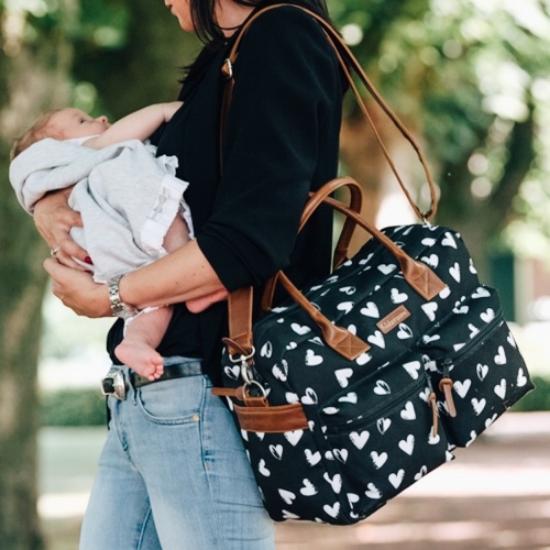 Slika Torba Black & White - Black/hearts Kidzroom 