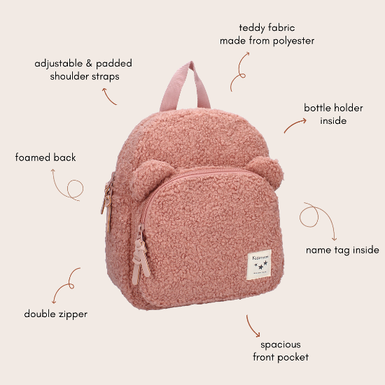 Slika Dječji ruksak Porto Beary Excited Teddy - Pink Kidzroom 