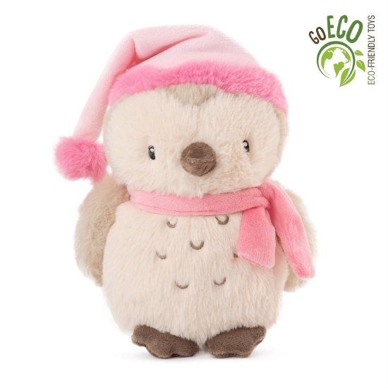 Slika Plišana igračka Eco Owl with hat and scarf 21 cm - Roza Amek 