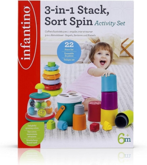 Slika Igračka 3-in-1 Stack, Sort Spin Infantino 