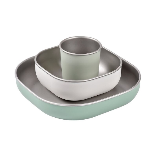Slika 3-djelni set za jelo od nehrđajućeg čelika Sage Green - Beaba
