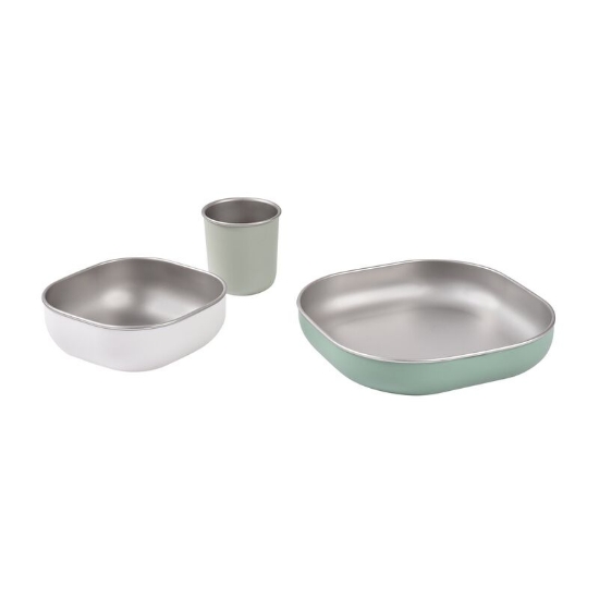 Slika 3-djelni set za jelo od nehrđajućeg čelika Sage Green - Beaba
