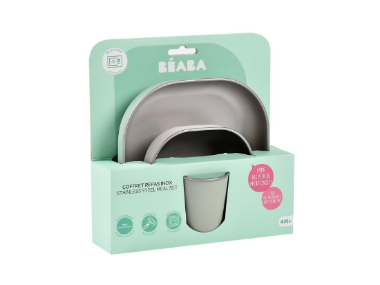 Slika 3-djelni set za jelo od nehrđajućeg čelika Sage Green - Beaba