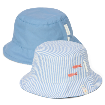 Slika Reverzibilni šeširić Stripes Ocean Blue 3 - Little Dutch