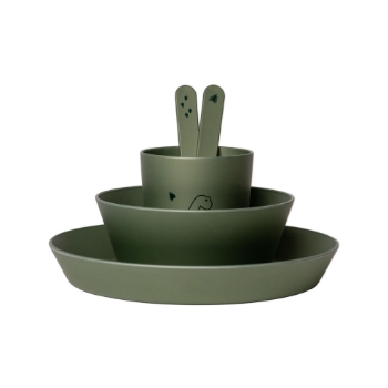 Prikažite detalje za Set posuđa od bio materijala Dino Green Citron  Slika Set posuđa od bio materijala Dino Green Citron