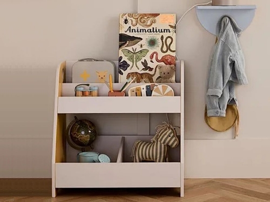 Slika Biblioteka s policom za odlaganje - siva/senf žuta