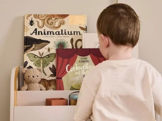 Slika Biblioteka s policom za odlaganje - siva/senf žuta