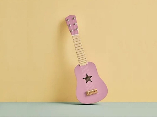 Slika Dječja drvena gitara - tamno roza