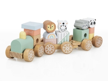 Slika Drveni vlak sa životinjama