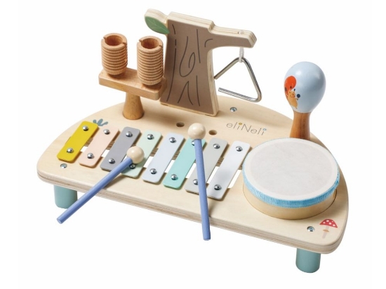 Slika Glazbeni stol za djecu - šumski motiv s 5 glazbenih instrumenata