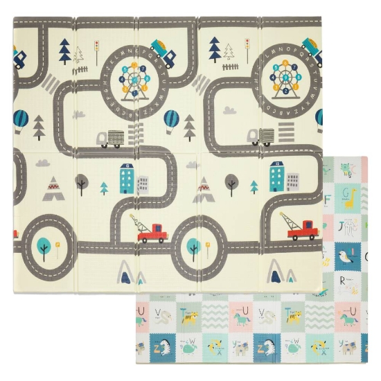 Slika Fillikid dvostrana podloga za igru Street&amp;Animals in BOX, 180x200 cm