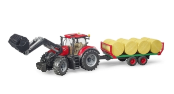 Slika Traktor Case IH Optum CVX s prednjim utovarivačem, transport bala + 8 balirki 03198 BRUDER 