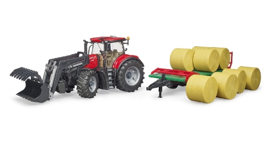Slika Traktor Case IH Optum CVX s prednjim utovarivačem, transport bala + 8 balirki 03198 BRUDER 