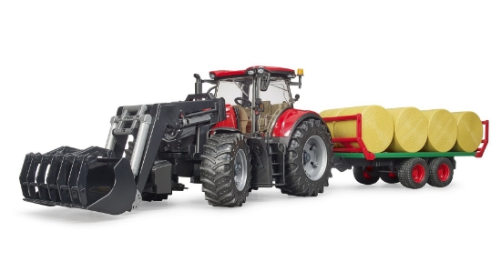 Slika Traktor Case IH Optum CVX s prednjim utovarivačem, transport bala + 8 balirki 03198 BRUDER 
