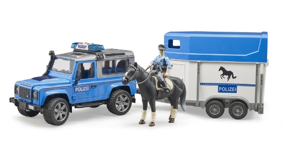 Slika Land Rover konjska prikolica policijskog vozila, konj + policajac 02588 BRUDER 