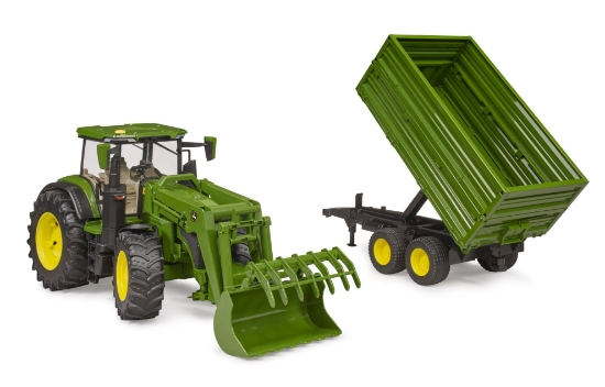 Slika Traktor John Deere 7R 350 s prednjim utovarivačem i prikolicom za prijevoz 03155 BRUDER 