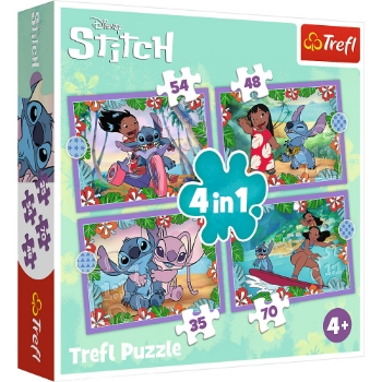 Slika Puzzle Lilo&amp;Stitch, 4u1 (35,48,54,70) 34633 TREFL 