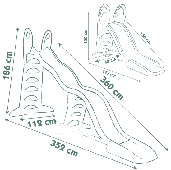 Slika Tobogan Megagliss 2 u 1, zeleni, 352 x 112 x 186 cm 820201 SMOBY 
