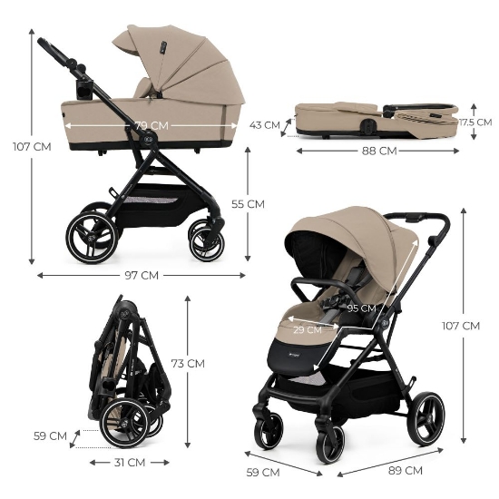 Slika Dječja kolica Yoxi MINK PRO 3u1, Sand Beige Kinderkraft 