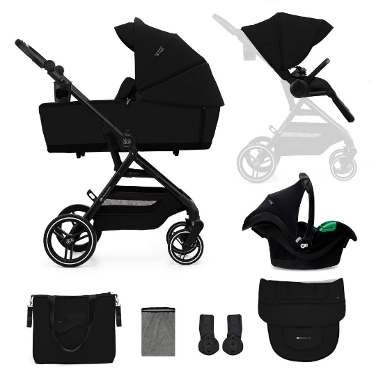 Slika Dječja kolica Yoxi MINK PRO 3u1, Pure Crna Kinderkraft 