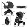 Slika Dječja kolica Yoxi MINK PRO 3u1, Moonlight Grey Kinderkraft 