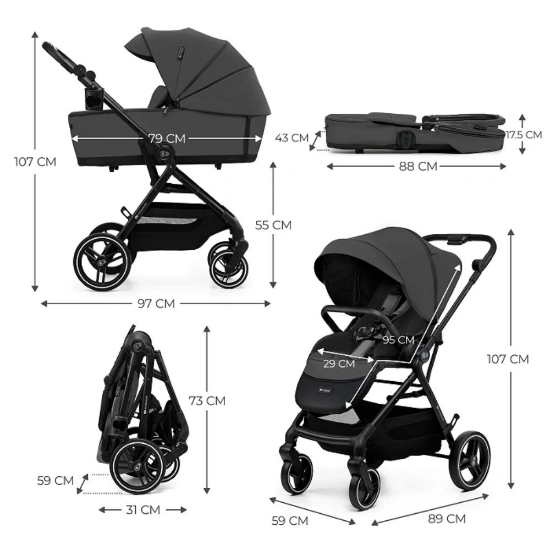 Slika Dječja kolica Yoxi MINK PRO 3u1, Moonlight Grey Kinderkraft 