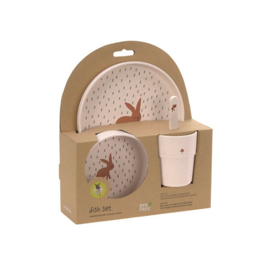 Slika Lässig Posuđe Set PP/celuloza Little Forest Zec (Tanjur, Zdjelica, Šalica, Žlica)