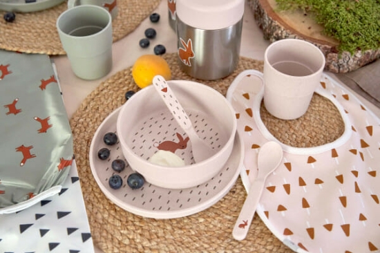 Slika Lässig Posuđe Set PP/celuloza Little Forest Zec (Tanjur, Zdjelica, Šalica, Žlica)