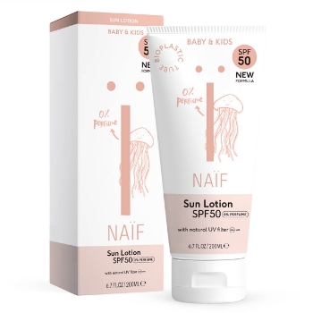 Prikažite detalje za Losion za sunčanje za bebe i djecu bez parfuma spf 50 200ml naïf®  Slika Losion za sunčanje za bebe i djecu bez parfuma spf 50 200ml naïf®