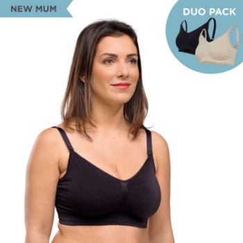 Slika Grudnjak za trudnice i dojilje bez šavova,  duo pakiranje- Original, crni + bež, XL Carriwell 