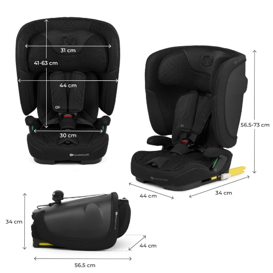 Slika Autosjedalica FIX2GO i-Size 9-36 kg (76-150 cm), Crna Kinderkraft 