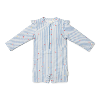Slika Kupaći kostim s dugim rukavima Sunny Flowers Blue 74/80 - Little Dutch