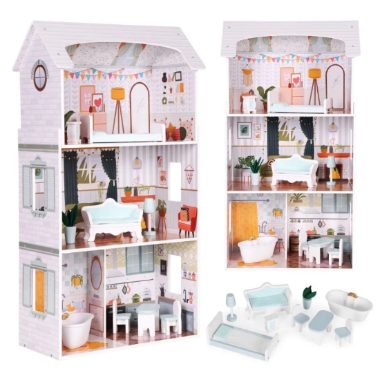 Slika Drvena kućica za lutke Alice s namještajem - Ecotoys 