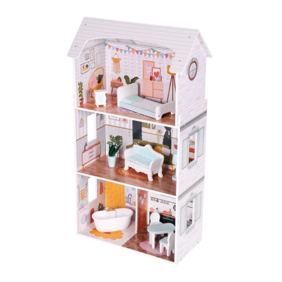Slika Drvena kućica za lutke Alice s namještajem - Ecotoys 