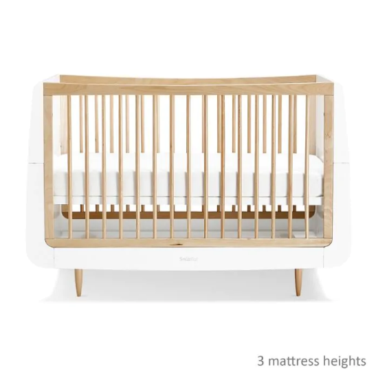 Slika Skandi Set 2u1 - Krevetić + komoda za prematanje - Bijeli/Natural SnuzKot 
