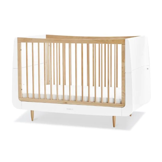 Slika Skandi Set 2u1 - Krevetić + komoda za prematanje - Bijeli/Natural SnuzKot 