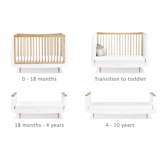 Slika Skandi Set 2u1 - Krevetić + komoda za prematanje - Bijeli/Natural SnuzKot 