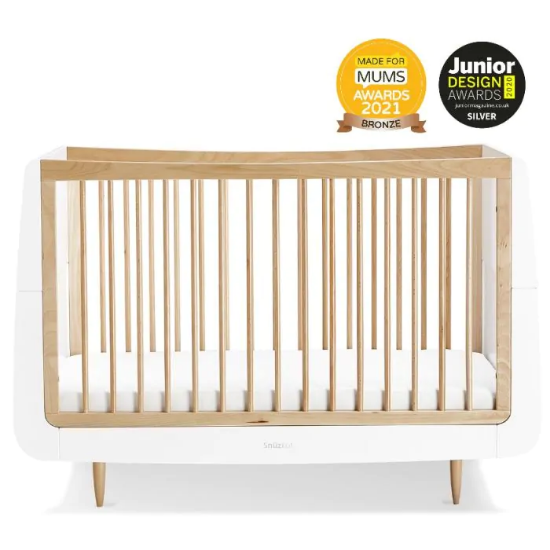Slika SnuzKot Skandi set 2 u 1 - krevetić + komoda za prematanje, Bijeli/Natural 