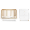 Slika Skandi Set 2u1 - Krevetić + komoda za prematanje - Bijeli/Natural SnuzKot 