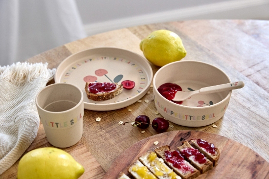 Slika Posuđe Set PP/celuloza Happy Fruits Cherry (Tanjur, Zdjelica, Šalica, Žlica) Lässig 