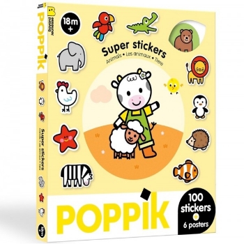Slika Kutija s naljepnicama Životinje (6 POSTERA +100 NALJEPNICA) POPPIK 