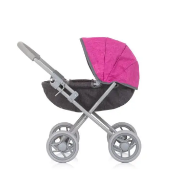 Slika KOLICA ZA LUTKE "DAISY" siva / roza linen Chipolino 